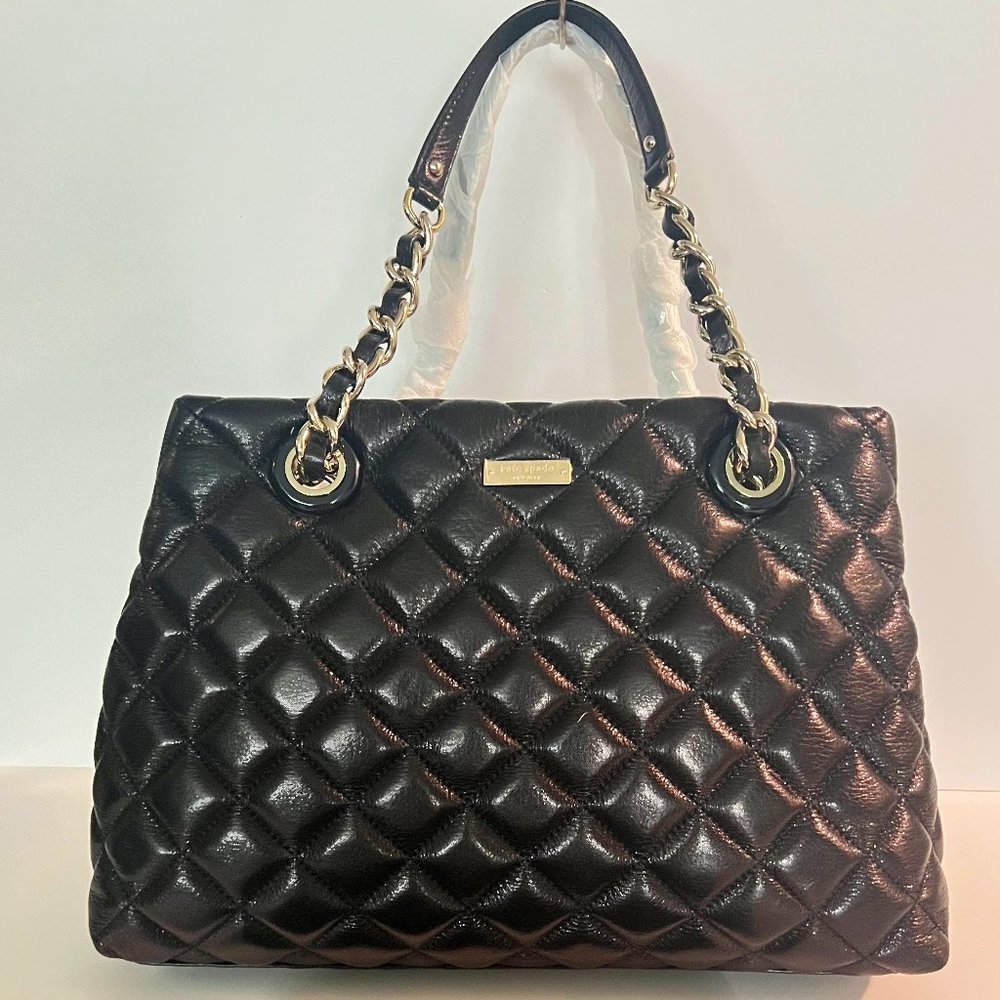 Kate Spade Black Quilted Shimmer Leather Maryanne Shoulder Bag-BRAND NEW w/Tags